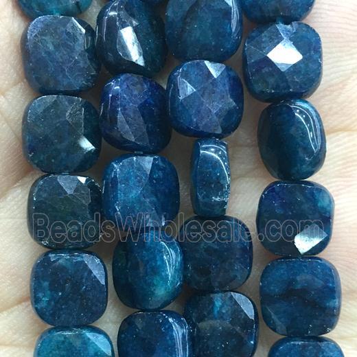 blue Apatite Beads, faceted square