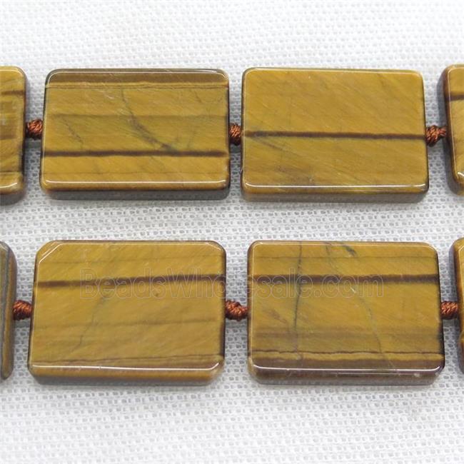 yellow Tiger eye stone rectangle beads