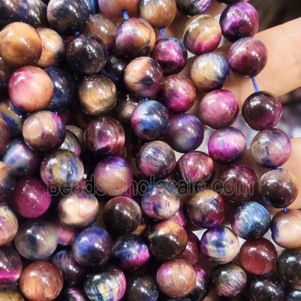 round Tiger eye stone beads, multi-color