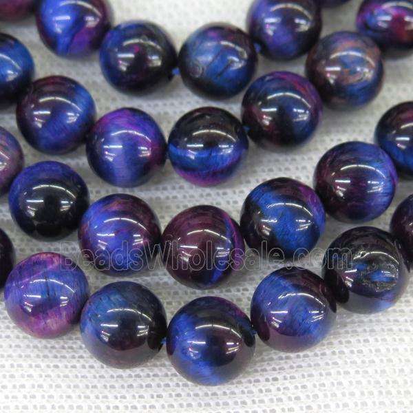 round Tiger eye stone beads, bluepurple