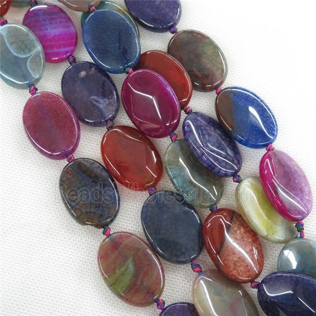 mixed veins Agate oval Beads