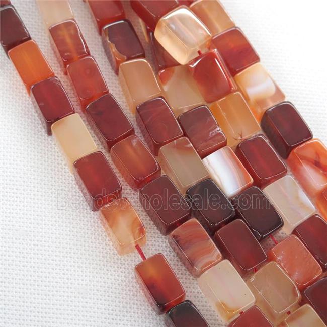 red agate Cuboid beads