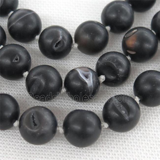 round black Agate Druzy beads