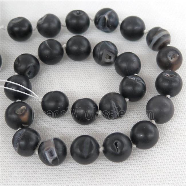 round black Agate Druzy beads