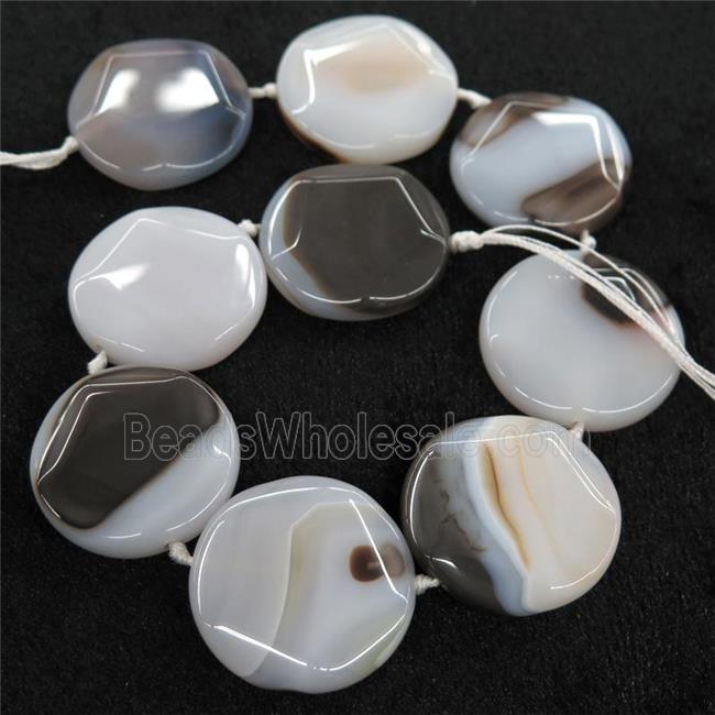 Natural Heihua Montana Agate Coin Beads Circle