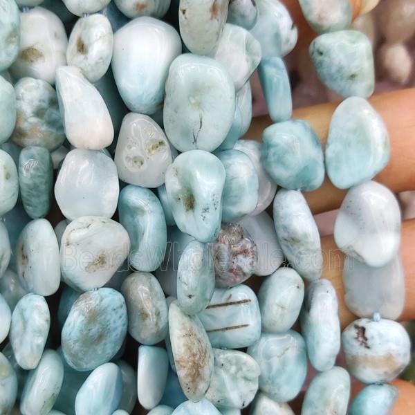 blue Larimar chip beads, freeform