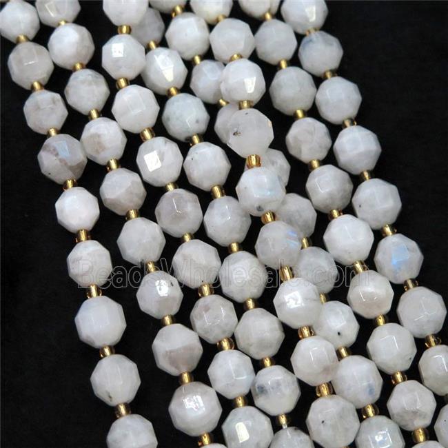 white Moonstone beads, faceted bullet