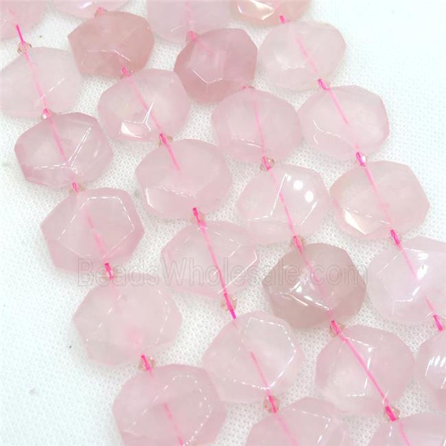 Rose Quartz Beads, faceted rectangle