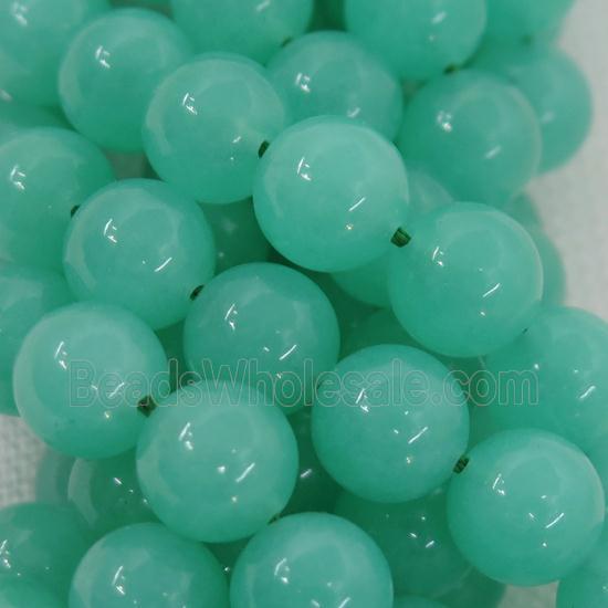 green Chrysoprase Beads, round, dye