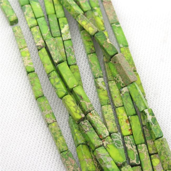 olive Imperial Jasper cuboid beads