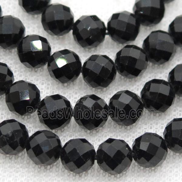 black Tourmaline Beads, faceted round
