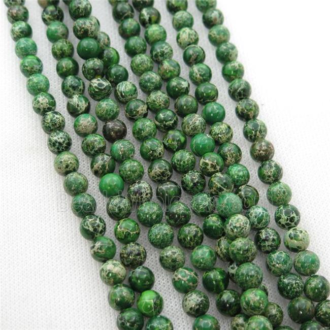 green Imperial Jasper beads, round