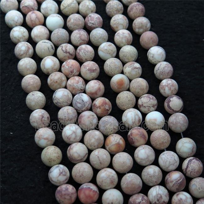 white Imperial Jasper beads, round, matte