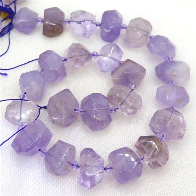 lt.purple Amethyst nugget beads, faceted freeform