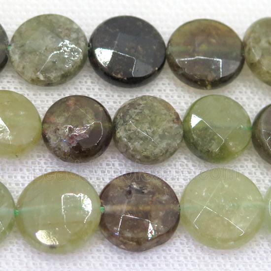 green Garnet beads, faceted circle