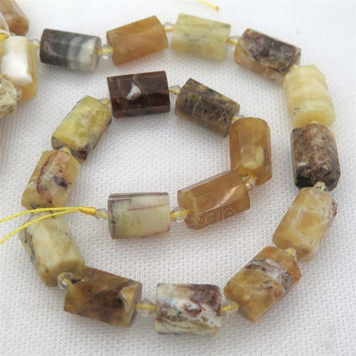 yellow Opal beads, faceted tube