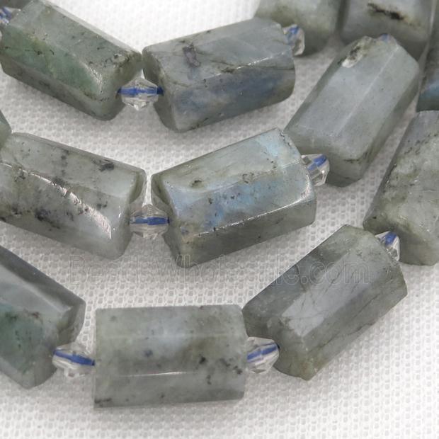 Labradorite beads, faceted tube