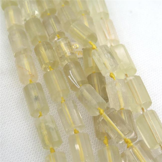 Lemon Quartz beads, faceted tube