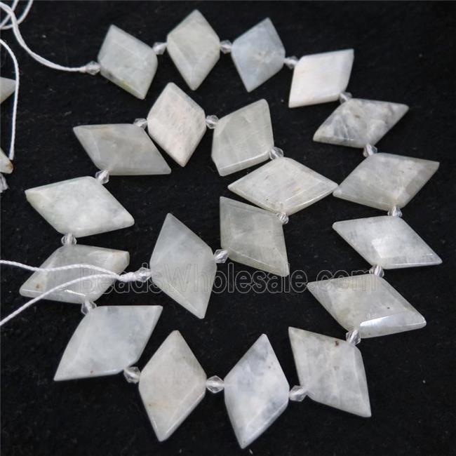 white MoonStone rhombic beads, B-grade