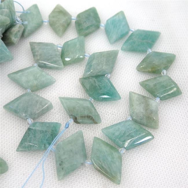 green Amazonite rhombic beads