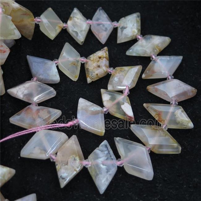 Cherry blossom Agate rhombic beads