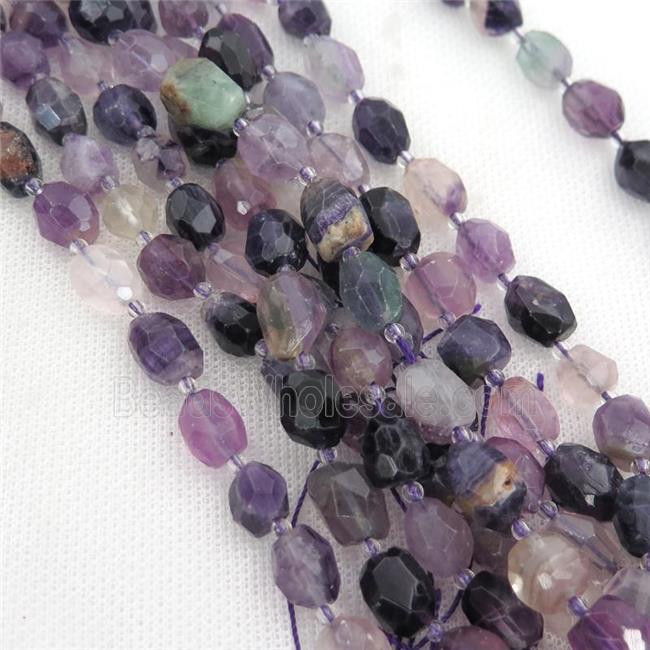 purple Fluorite beads, faceted barrel