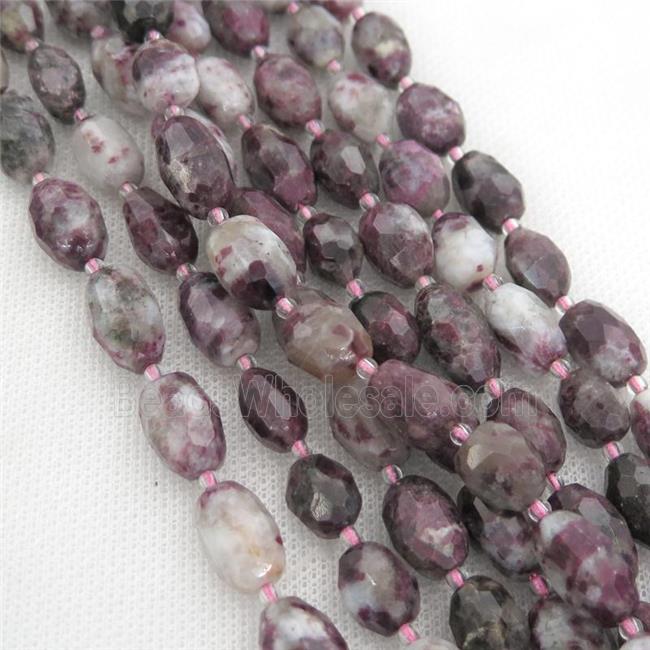 plum blossom Tourmaline beads, faceted barrel