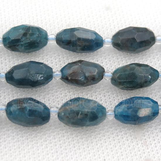 blue Apatite beads, faceted barrel