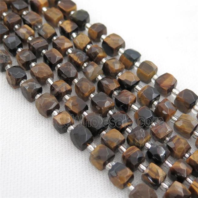 Tiger eye stone Beads, faceted cube