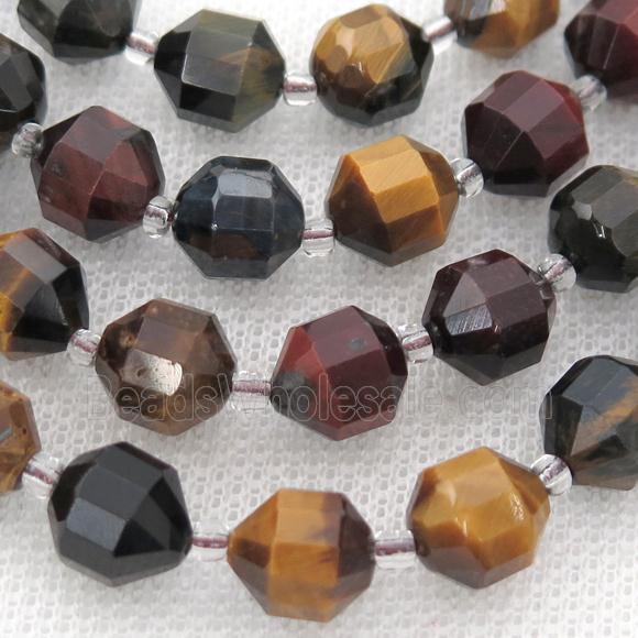 Tiger eye stone bullet beads, multicolor