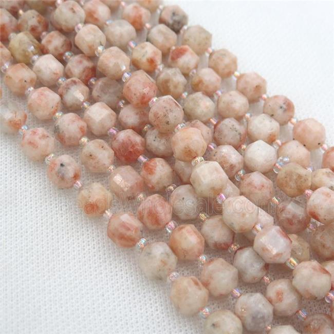 gold spot SunStone bullet beads