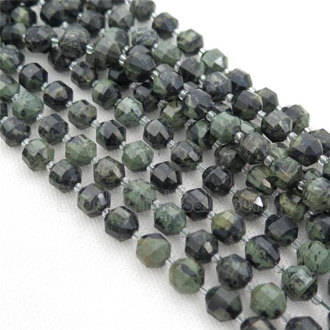 green Kambaba Jasper bullet beads