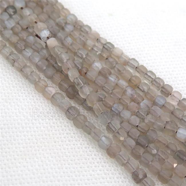 grey MoonStone Beads, faceted cube