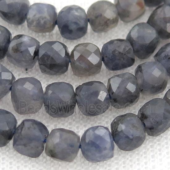 Iolite Beads, faceted cube