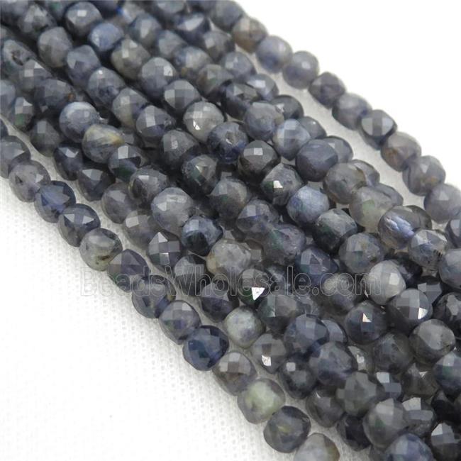 Iolite Beads, faceted cube
