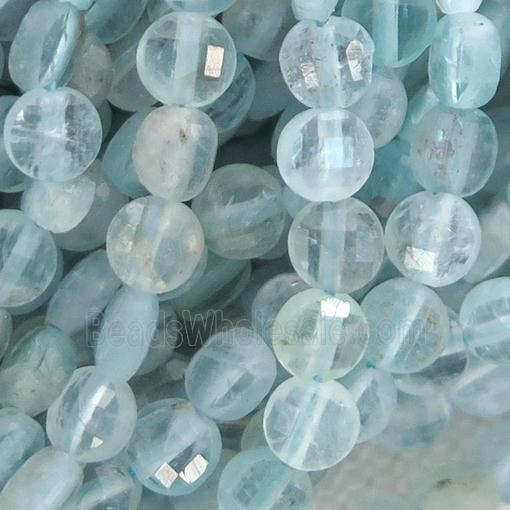 lt.blue Apatite Beads, faceted coin