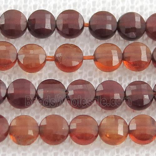 orange Garnet Beads, faceted coin