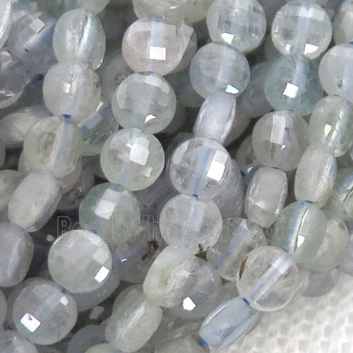 lt.blue Sapphire Beads, faceted coin