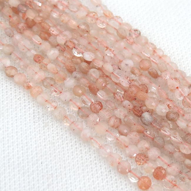 gold spot SunStone Beads, faceted coin