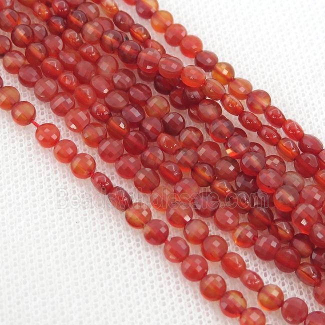 natural red Carnelian Agate Beads, faceted circle