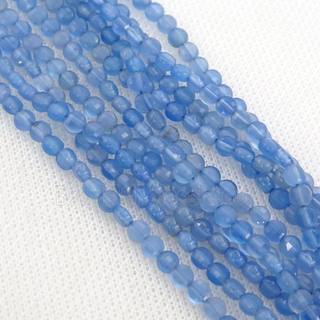 blue Agate Beads, faceted coin