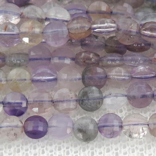 Super7 Quartz Beads, faceted coin
