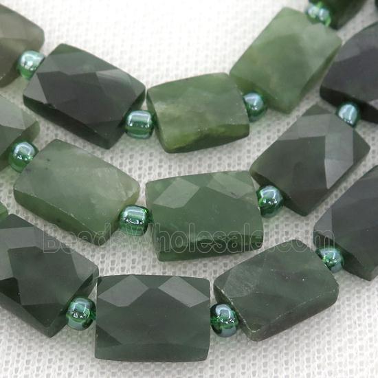 green Canadian Chrysoprase Beads, faceted rectangle