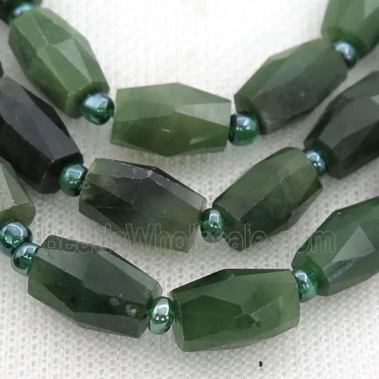 green Canadian Chrysoprase Beads, faceted barrel
