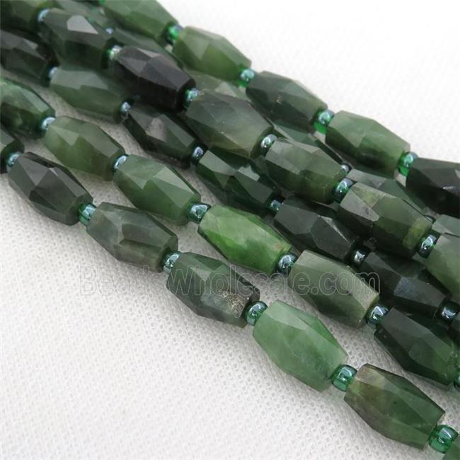 green Canadian Chrysoprase Beads, faceted barrel
