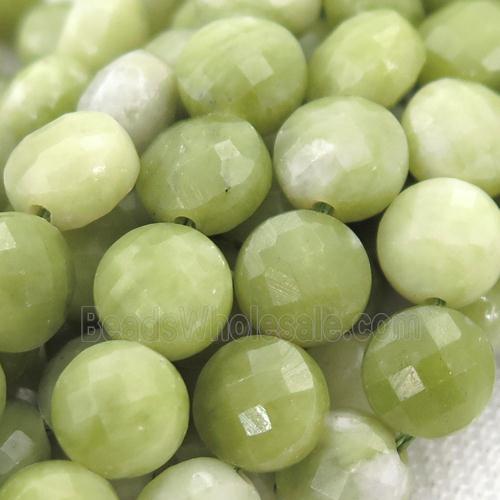 olive Chrysoprase Beads, faceted coin