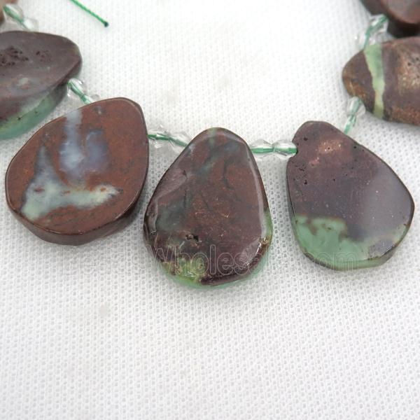 green Australian Chrysoprase teardrop beads