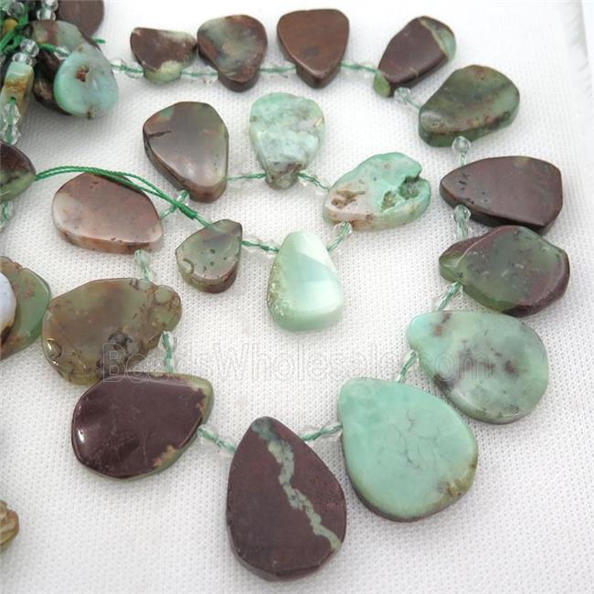 green Australian Chrysoprase teardrop beads
