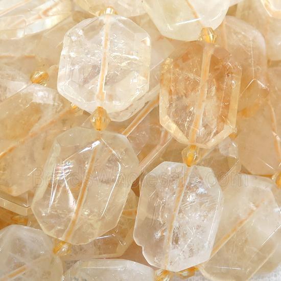 yellow Citrine Beads, faceted rectangle