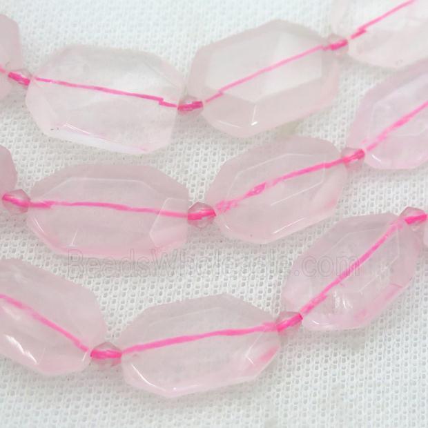 Rose Quartz Beads, faceted rectangle